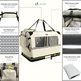 VOUNOT Pet Carrier Bag 3 Entry Doors Foldable Mesh Padded Beige M view 5