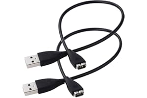 C-Mall Canada Replacement USB Charger Charging Cable for Fitbit Charge HR Wireless Activity Bracelet Band (Black - Two Pack)