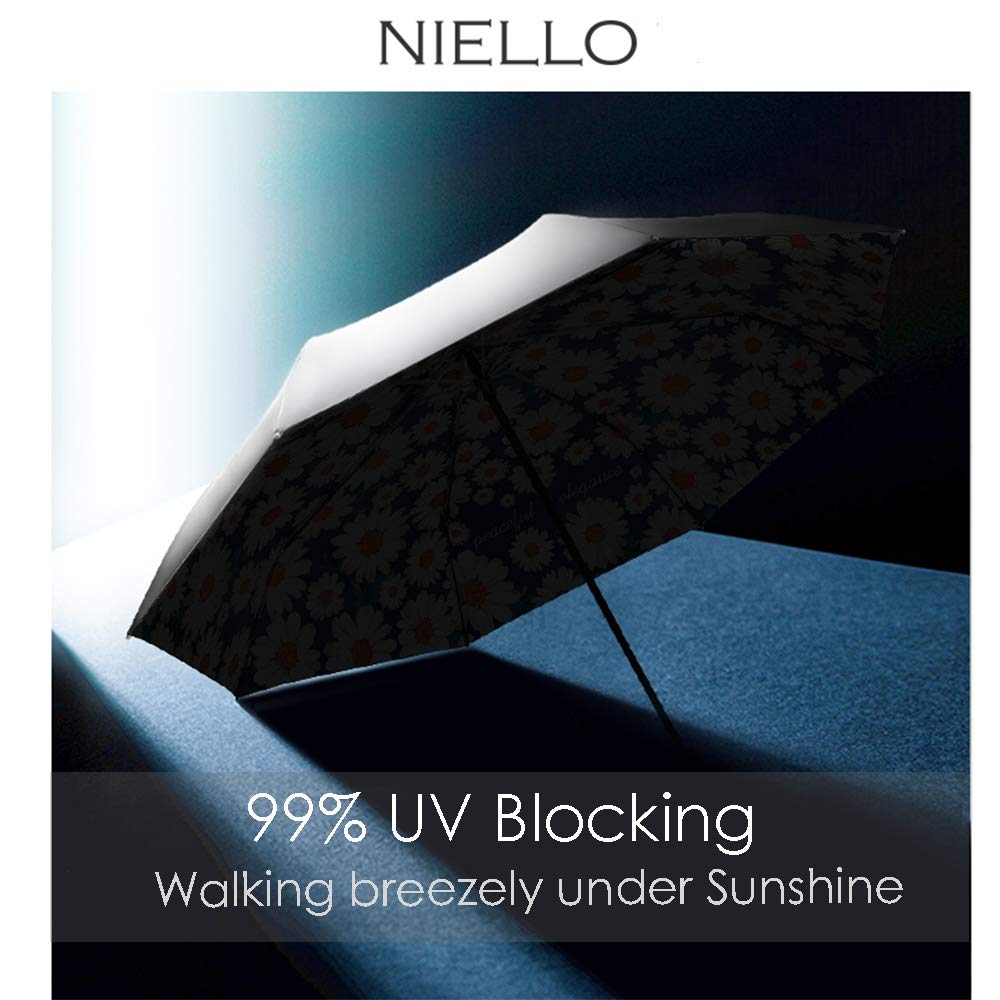Folding Compact Travel Umbrella Waterproof/Sun Block/Windproof Double Canopy Daisy