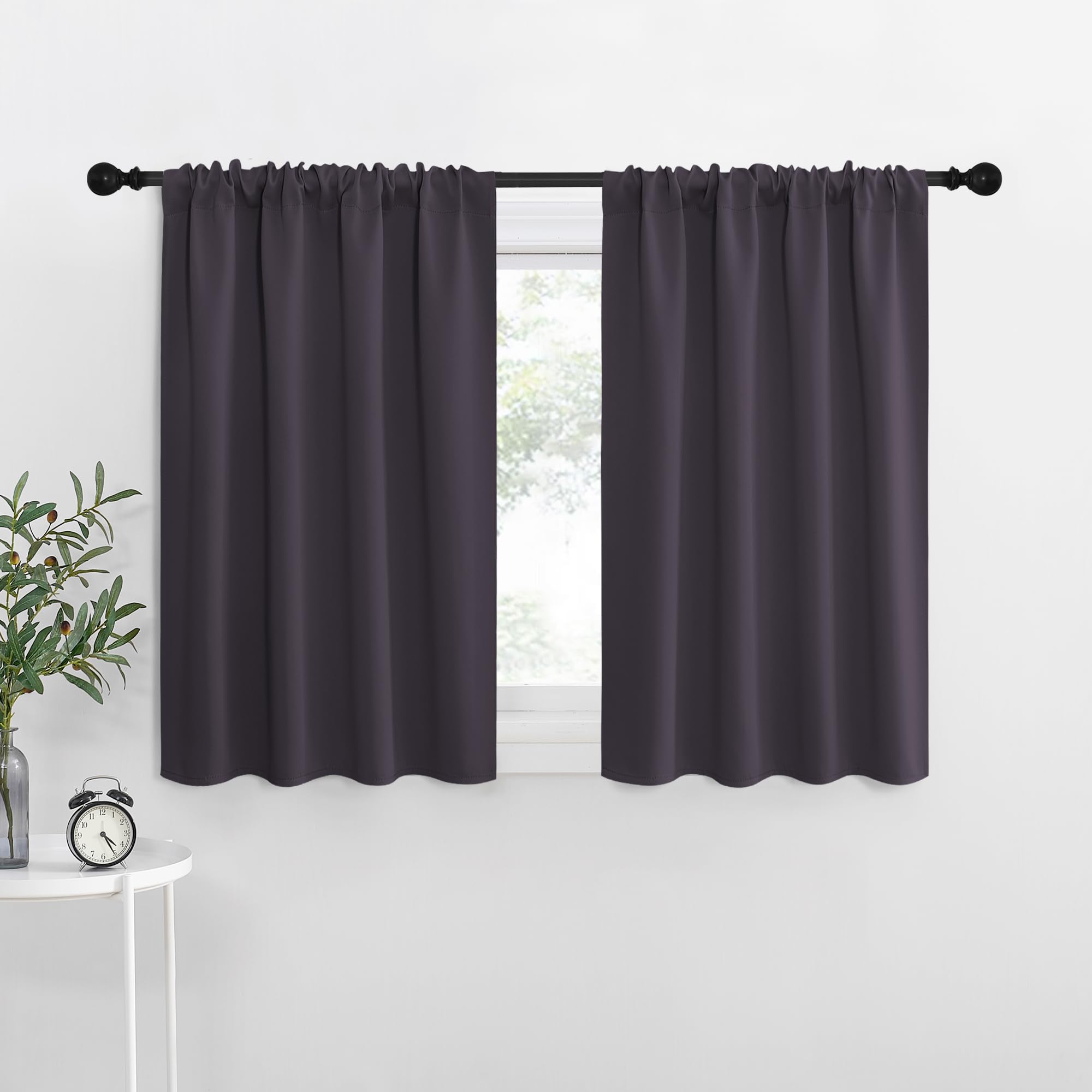 NICETOWN Room Darkening Curtains for Bedroom, Greyish Purple, Set of 2 Panels, 62 x 84 Inch, Triple Weave Home Decoration Thermal Insulated Solid Drapes for Patio Door