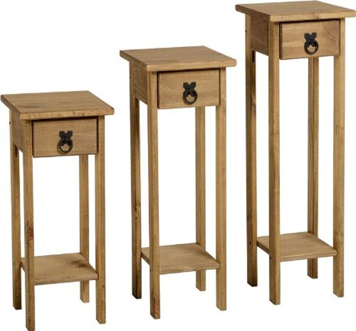 Seconique Corona 3X Plant Stands in Distressed Waxed Pine