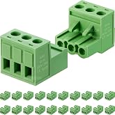 JANDECCN 20 Sets 3 Pin 5.08mm PCB Screw Terminal Block Phoenix Connectors | PA66, Easy Plug &amp; Screw Wiring, Fits 12-24 AWG Wire Gauge