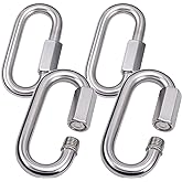 3/8" Quick Links,Alele (10mm) 4 Packs Stainless Steel Chain Links Connector,M10 Heavy Duty D Shape Locking Looks for Carabiner, Hammock, Camping and Outdoor Equipment