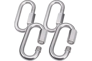 3/8" Quick Links,Alele (10mm) 4 Packs Stainless Steel Chain Links Connector,M10 Heavy Duty D Shape Locking Looks for Carabiner, Hammock, Camping and Outdoor Equipment
