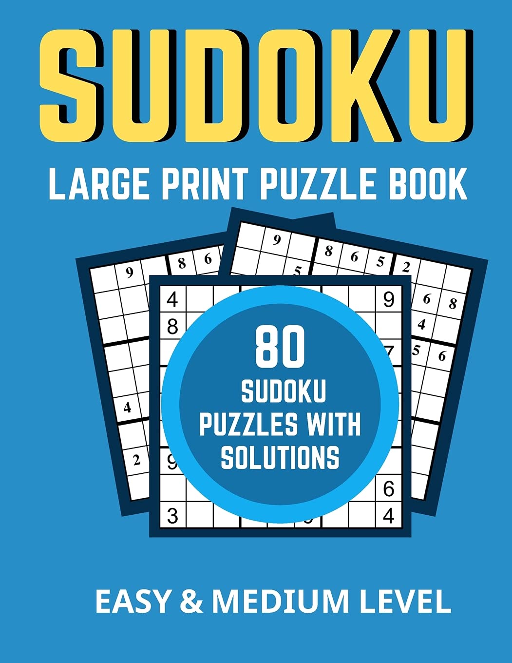 large print sudoku puzzle book easy and medium level 80 big size sudokus puzzles with solutions for seniors and visually impaired with a free bonus gift shop brain muscle 9798716773219 amazon com books