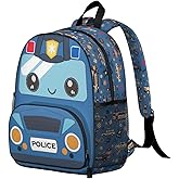 IgnisCrest Police Car Pattern Toddler Backpack for Boys,Cartoon Backpacks School Bookbags,Kindergarten Backpack for Boys