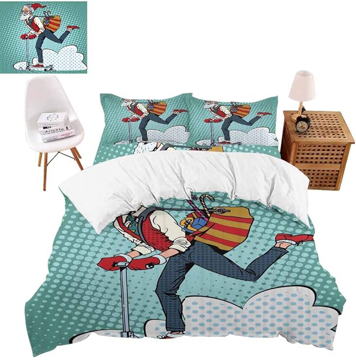 vroselv-home Juego de Funda de edredón de 4 Piezas, diseño de Papá Noel
