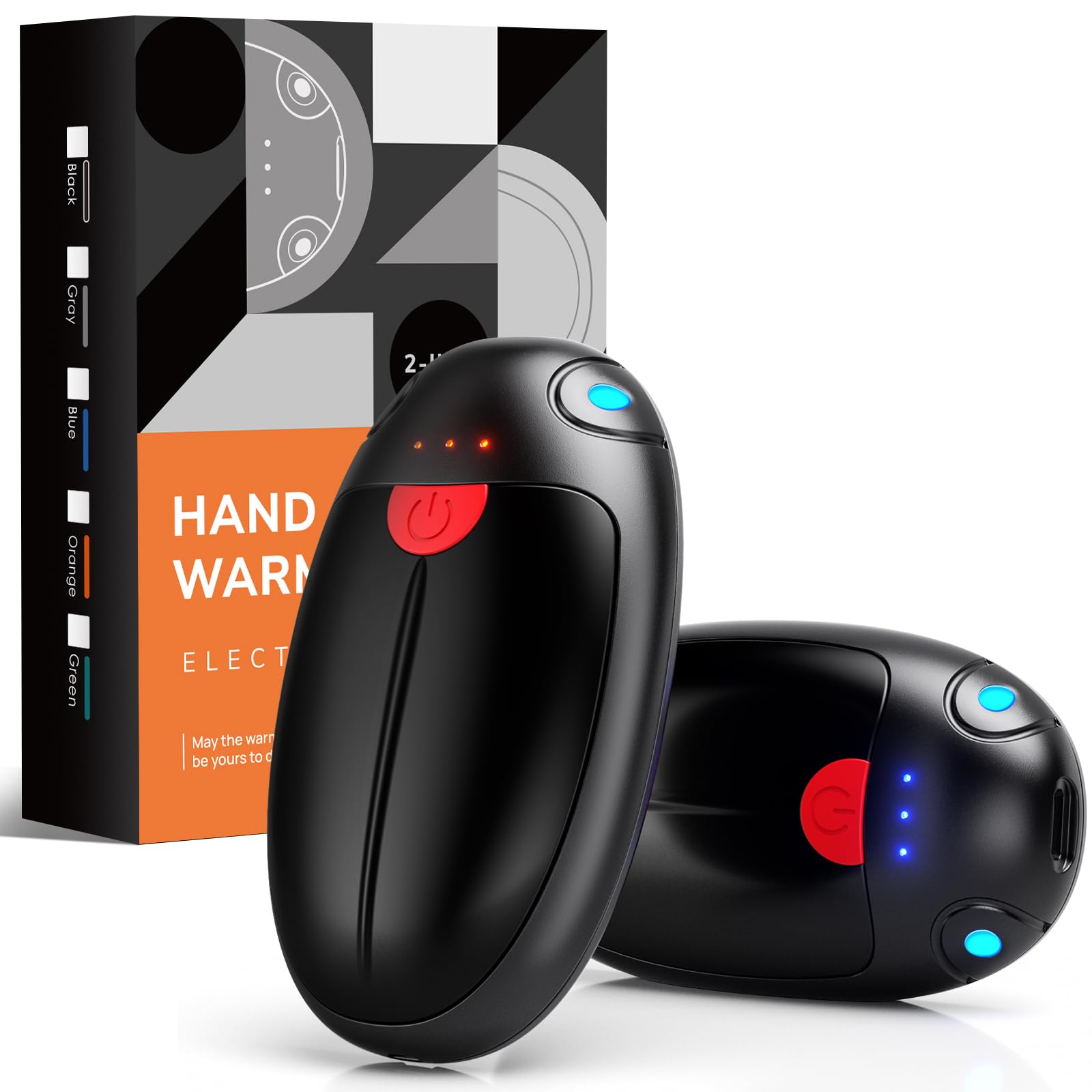 Hand Warmers Rechargeable 2 Pack, Electric Hand Warmers 20 Hrs Warmth, USB Reusable Hand Warmer with 3 Levels Heat Up to 57°, Portable Pocket Handwarmers for Hiking Golf Raynaud's Arthritis(Black)