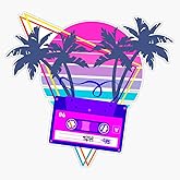 90s Vaporwave Sunset Cassette Tape in Outrun Synthwave Style Design Sticker Sticker Decal Bumper Sticker Waterproof 5"