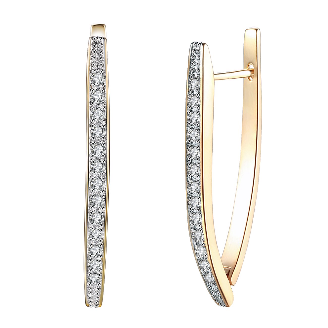 Caimeytie Gold Plated Earrings Geometric Shaped Hoop Earrings with Shiny Crystal Gift for Women valentines present