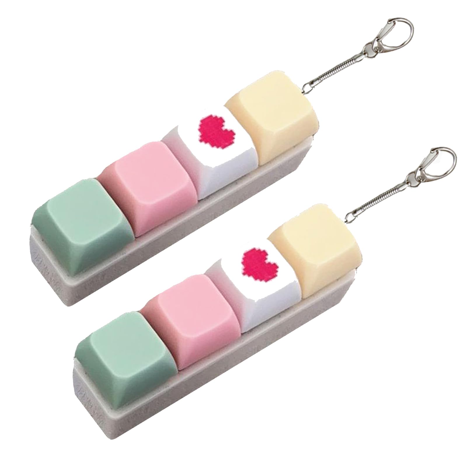 2 PCS Keyboard Fidget Toy, Keyboard Keychain, Clicky Fidget Toy, Keychain Keyboard Stress Relief for Adults & Kids, Portable Keyboard Clicker Fidget for Office, School & Travel with Pastel Shades