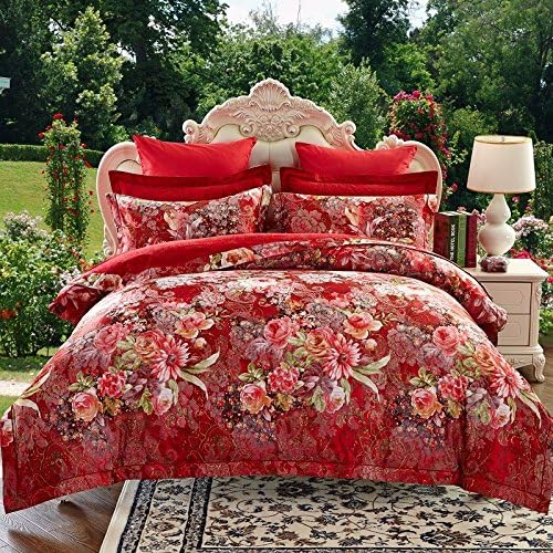 Super Soft 4-Piece Bedding Set,Wrinkle, Fade &amp; Stain Resistant All Cotton European and American Jacquard Four-Piece Sets, Cotton Bedding Set, K, King