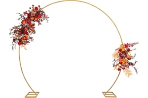 SUUWOEE 8ft Balloon Arch Stand,Round Backdrop Stand,Golden Circle Wedding Arch Frame for Wedding,Valentine's Day,Birthday,Party,Friends Gathering,Christmas,Garden Decoration