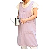 Welan Cotton Linen Apron for Women with Pockets, Cross Back No Tie Pinafore for Kitchen Cooking Garden (3 Colors)