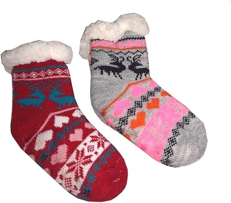 Kit 02 Meias Térmicas Infantil Menina Antiderrapante Forrada Lã Quentinha