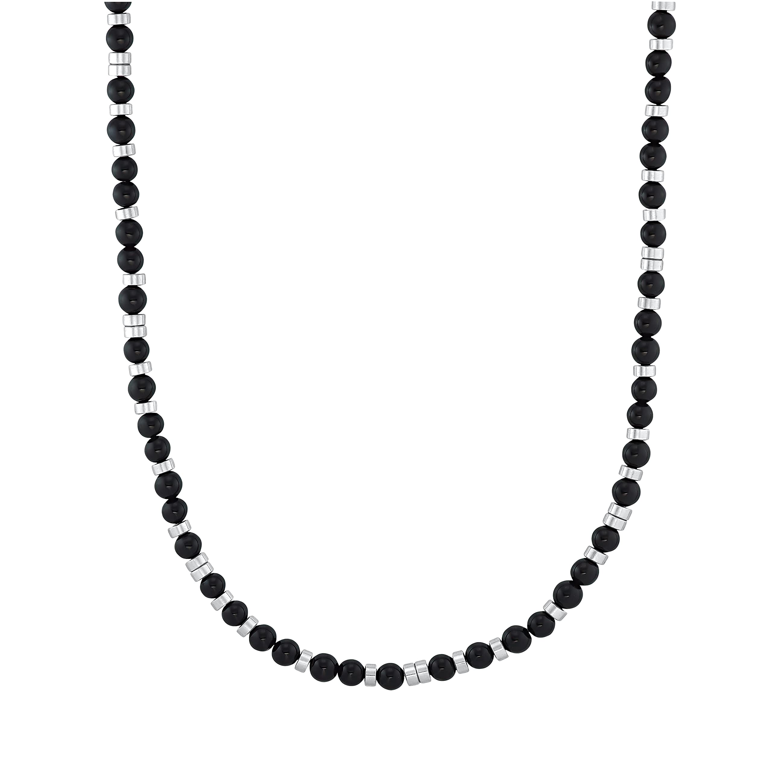 s.Oliver Necklaces Men Sets, with Agate, 46+5 cm, Black, Comes in jewelry gift box, 2031485