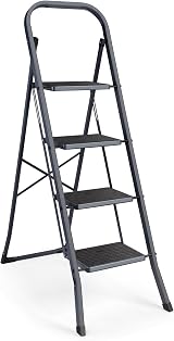 VonHaus 4 Step Ladder – 150kg Capacity, Foldable Steel Step Stool