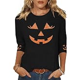 Women's Holiday 3/4 Sleeve T-Shirts Halloween Thanksgiving Tees Christmas Valentine's Day St Patrick's Day Tops