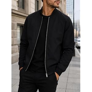 Men's Lightweight Bomber Jacket, Casual Zip Up Flight Jacket for Spring Fall, Mens Coat
