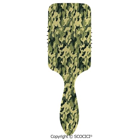 Buy Hair Brush For Women Girls Army Clothing Motif With Pale Color