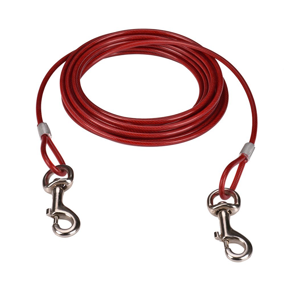 CtopoGo Dog Tie Out Cable,Pet Tie Out Cable,Tie-Out Cable for Dogs up to 125 lbs, Suitable for all breeds (5m, Red)