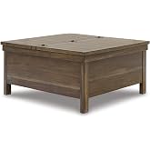 Signature Design by Ashley Wood Lift-Top Coffee Table with Storage, Brown | 36-inch square pop-up table, Acacia wood solids veneer and MDF substrate, Spacious hidden storage, Moriville series