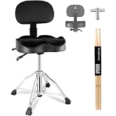 ROWELL Drum Throne Hydraulic Drum Thrones with Backrest Height Adjustable Airlift Drummer Stool 4 Leg Heavy Duty Drums Seat with Thick Padded Drums Stool for Drummers,Guitar Players (Black)