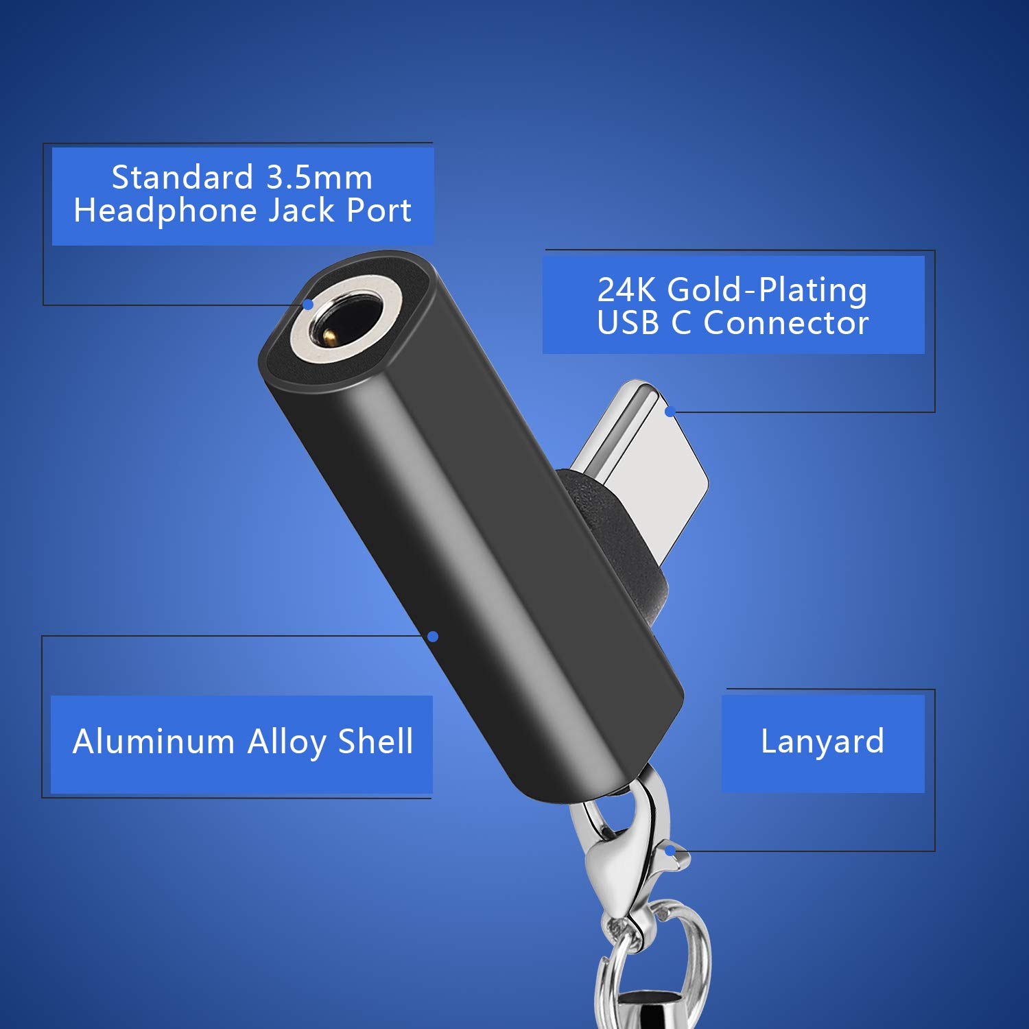 USB C to 3.5mm Audio Adapter, Mxcudu USB C Male to 3.5mm Female Headphone Jack Audio Adapter Stereo Earphone Dongle Compatible with Google Pixel 3/3XL/2/2XL, OnePlus 6T and More (Black)