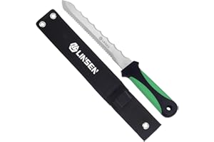 PAXLINSEN Stainless Steel Garden Knife with 7.8" Blade, Double Side Utility Sod Cutter Lawn Repair Garden Knife with Nylon Sheath (green)