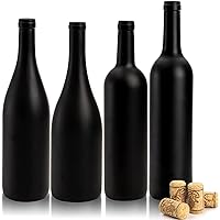 Yesland 4 Pack Empty 750ml Matte Coated Glass Wine Bottles with Cork Bordeaux Liquor Bottles for Wine, Bottle Tree - 4 Sizes