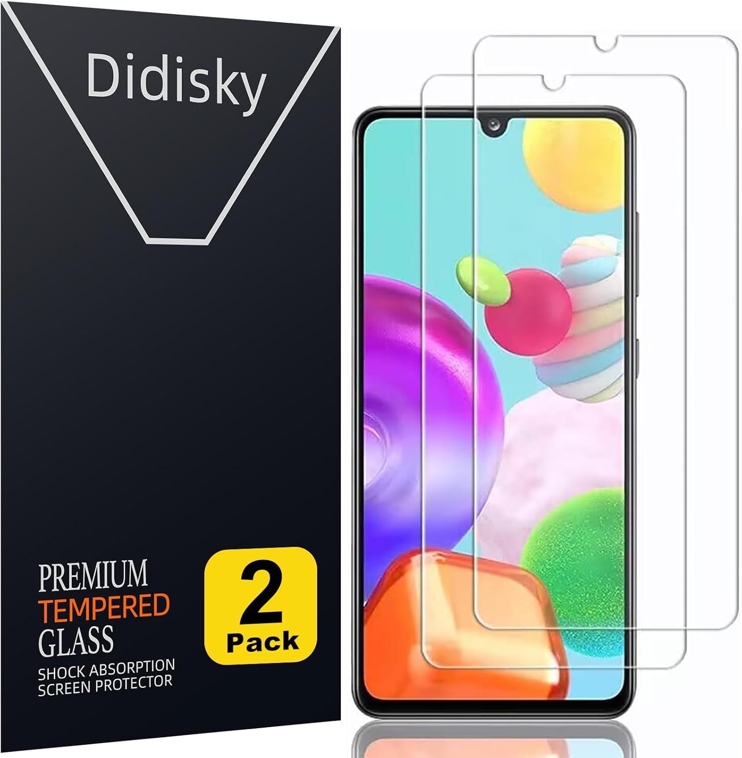 Didisky Tempered Glass Screen Protectors for Samsung Galaxy a41, [ 2 Pack ] Anti-Scratch, 9H Hardness,Bubble-Free, HD Clarity, Anti Scratch, Easy to install