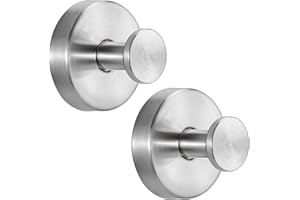 Fenas Suction Cup Hooks for Shower No-Drill Bathroom Hooks for Towels, Robes, Loofah Mountable on Bathroom Walls, Kitchen, Glass, Mirrors, Tile and Smooth,Non-Porous Surfaces (2, Brushed Nickel)
