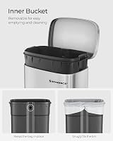 SONGMICS Kitchen Bin 30L Pedal with Soft-Close Lid Steel Silver LTB03NL view 5