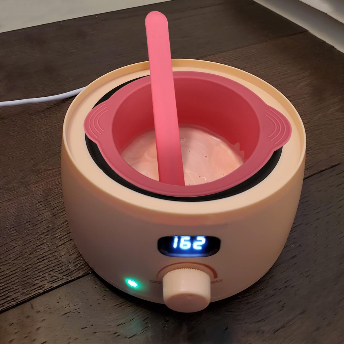 Silicone Wax Bowl Non-Stick Hair Removal Pot Liner with Wax Spatula (Pink)
