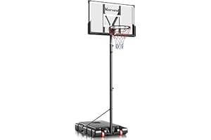 VISVEIL Basketball Hoop,Portable Basketball Hoop System for Outdoor, Adjustable Height 5.7-10ft 45in Backboard Basketball Goal for Kids Teen and Adult Black