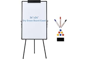 Mordchil HF Magnetic Tripod Easel Whiteboard, 36"x24" Large Stand Dry Erase Board, Height Adjustable Flipchart Easel Stand, P