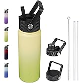 BJPKPK Insulated Water Bottles with Straw Lid, 22oz Cold & Hot Thermo, Stainless Steel Metal Water Bottle with 3 Lids, Reusable Thermo, Cups, Mugs for Daily Use-Avocado