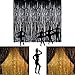 Adorox Metallic Silver Gold Rainbow Photo Backdrop Foil Fringe Curtains Party Wedding Event Decoration (Metallic Black)