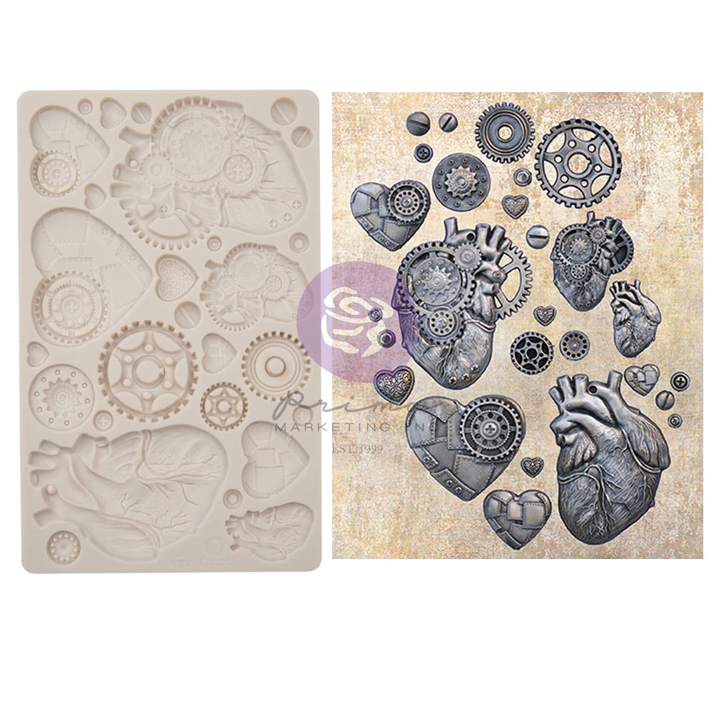 Redesign with Prima 655350969448 Steampunk Hearts Clay, Soap Making Molds, Pottery & Modelling Clays, 5 x 8 x 8 mm