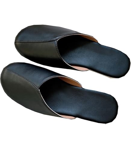 Chaussons Sandales Plates En Cuir Véritable Pour Homme/femme - Semelle Souple Antidérapante - Taille 43/44 EU - Pour Maison, Bureau