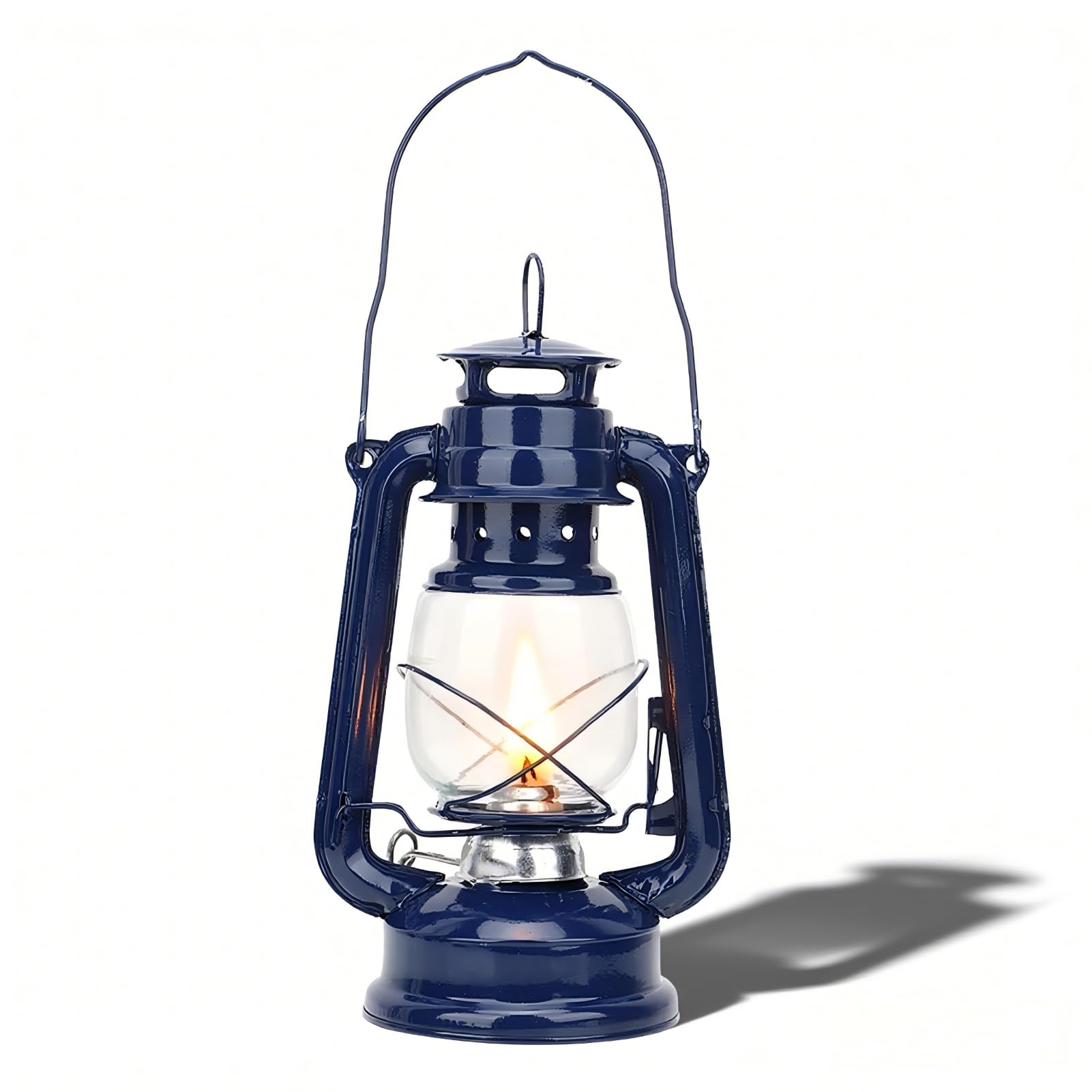 Kerosene Lamp Vintage Camping Lantern Lights Portable Hanging Camping Kerosene Oil Lantern for Outdoor Hiking Picnic Home Decoration(Blue)