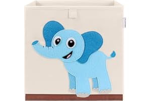 CLCROBD Foldable Animal Cube Storage Bins Fabric Toy Box/Chest/Organizer for Kids Nursery, 13 inch (Elephant)