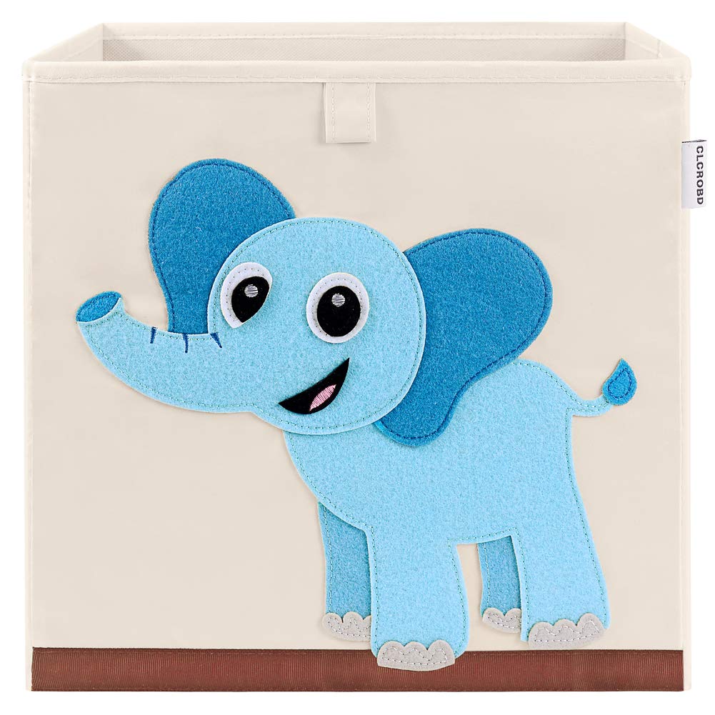 CLCROBD Foldable Animal Cube Storage Bins Fabric Toy Box/Chest/Organizer for Kids Nursery, 13 inch (Elephant)