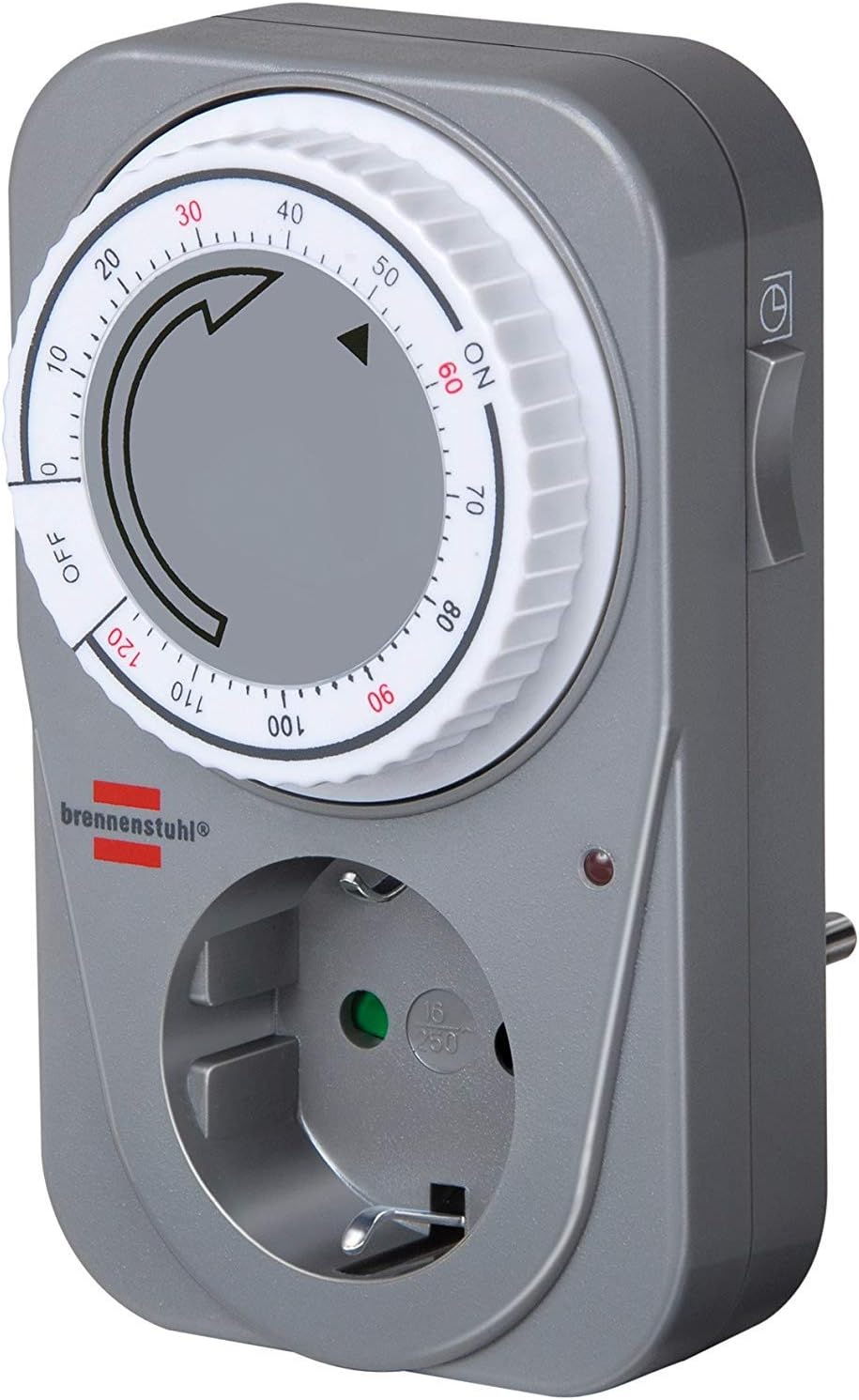 Countdown Timer MC 120, Mechanische Steckdose mit Countdown Funktion und erhöhtem Berührungsschutz, Grau