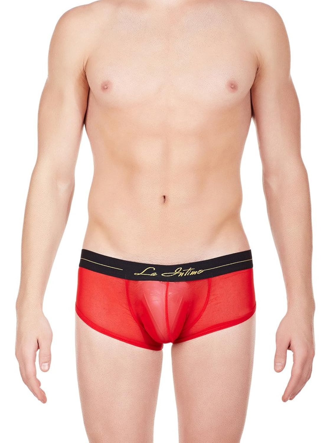 la intimo men's red nylon spandex power boy shorts