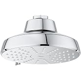 GROHE Aquabooster Tempesta 140 High Pressure Shower Head, Multi-Spray &ndash; 1.75 GPM Round Fixed Wall Mount, StarLight Chrome 1117460000
