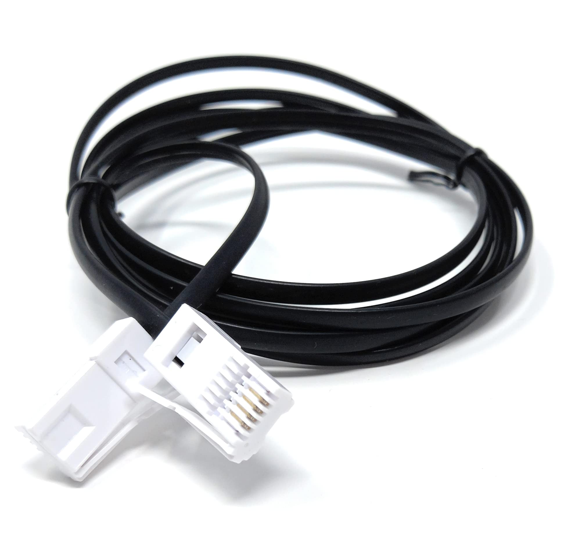 DRUT 2m, BT to BT 4 Wire 431A Male to Male Plug Telephone Flat Cable Lead (6.5ft, Black)