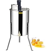 VEVOR Electric Honey Extractor, 4/8 Frame Stainless Steel Beekeeping Extraction, Honeycomb Drum Spinner with Transparent Lid, Apiary Centrifuge Equipment with Height Adjustable Stand