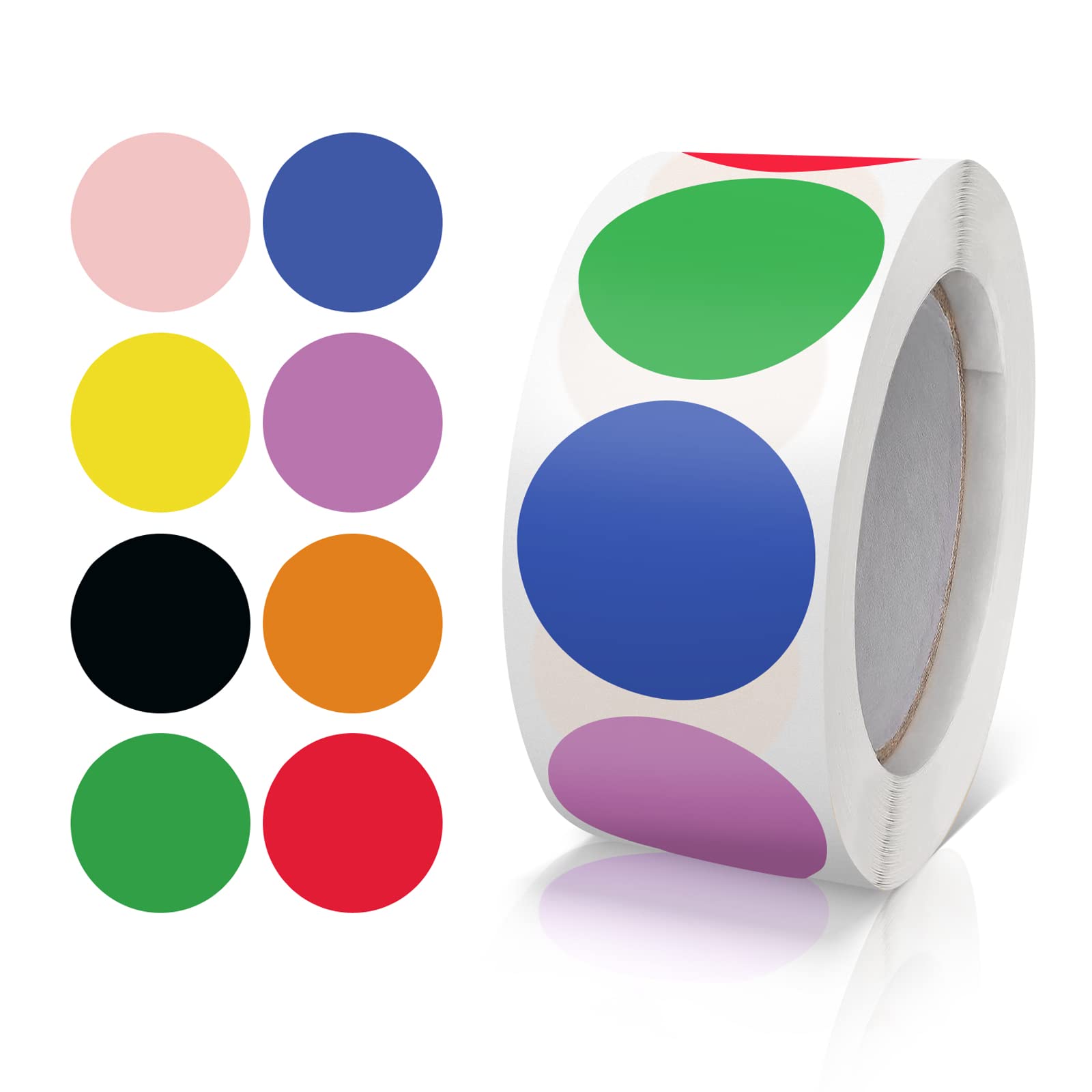 Coloured Round Stickers 25 mm Circle Labels Colour Coding Dot Vinyl Floor Sticker Waterproof Removable Roll of 500