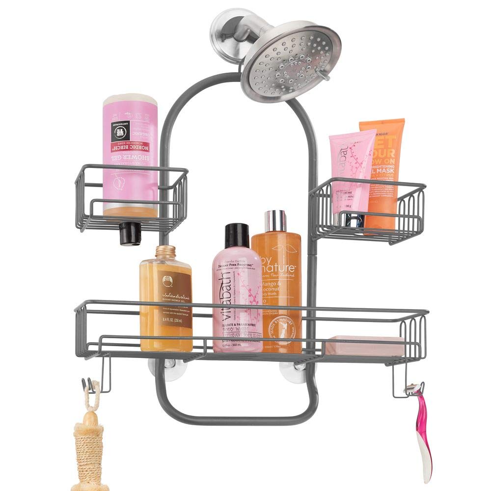 mDesign Extra Wide Metal Wire Tub & Shower Caddy, Hanging Storage Organizer Center